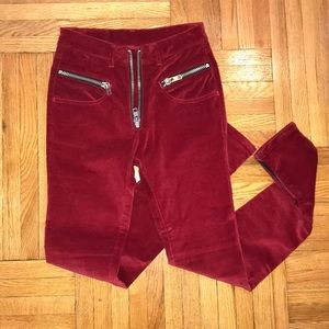 UNIF velvet red pants